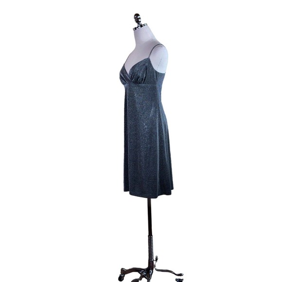 Andrea Polizzi Rex Lester Slip Dress Black Silver Metallic Shimmer Chemi… - Picture 3 of 12